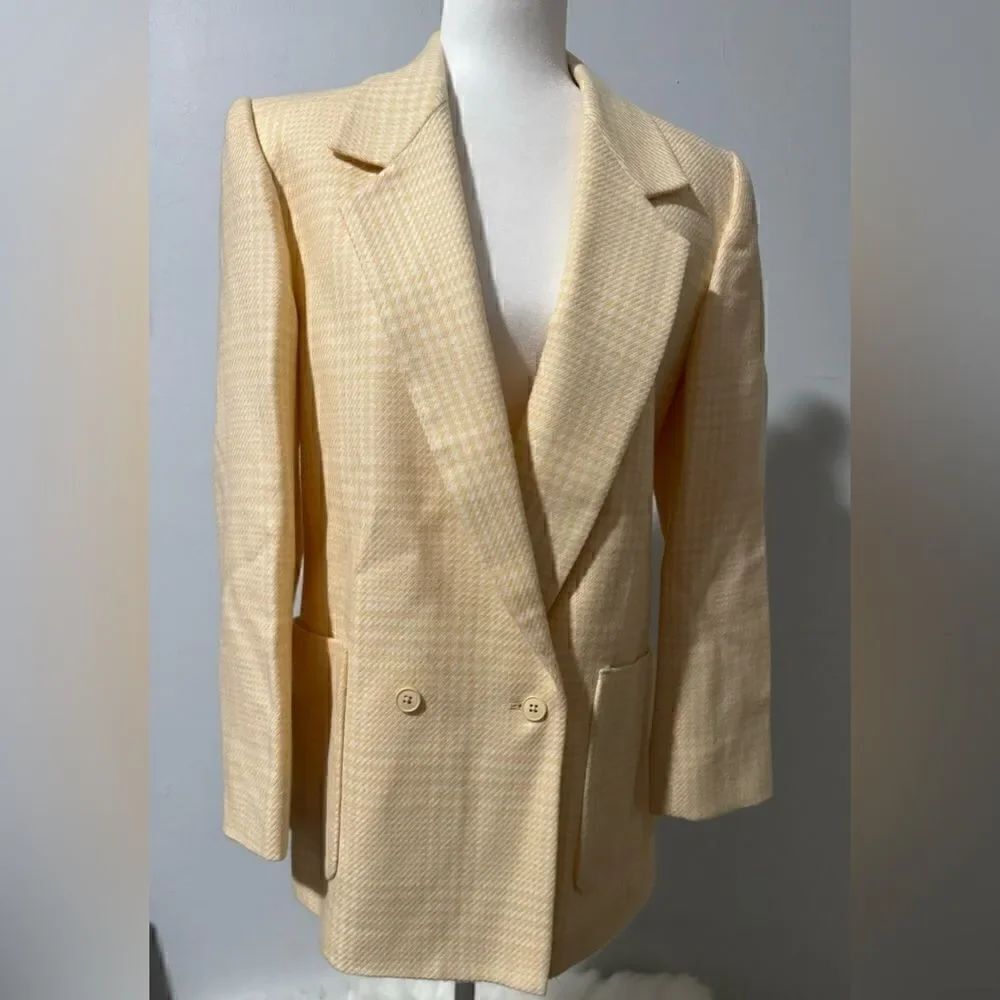 JH Collectible pure wool long yellow plaid coat size 10